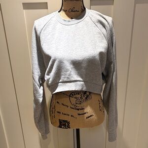 Bershka Light Gray Cropped Crewneck Sweatshirt